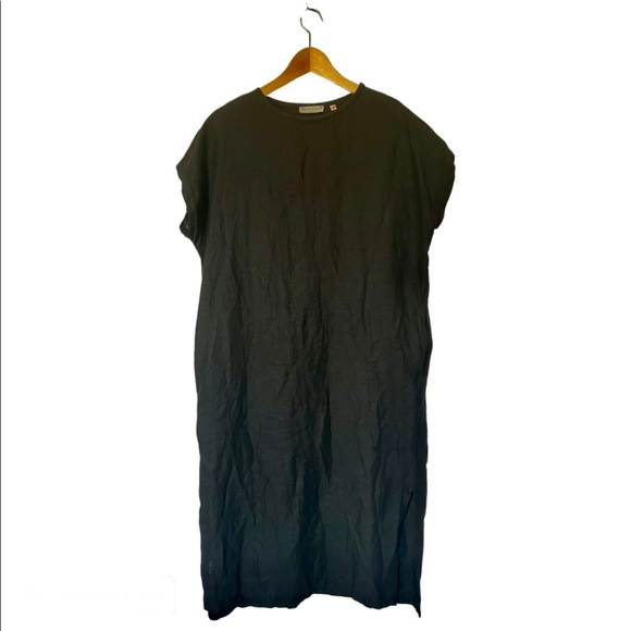 ❗️FINAL PRICE❗️NWOT Black 100% linen dress with pockets, XS-M - Picture 2 of 11